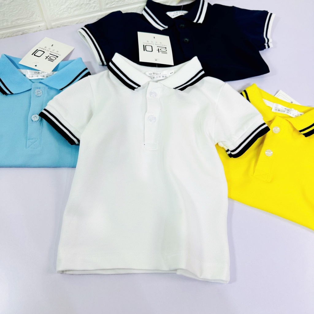 Áo polo trẻ em cao cấp A98 hàng xuất dư chất vải cá sấu cổ trụ cho bé trai bé gái thoáng mát sang size từ 8 - 40kg