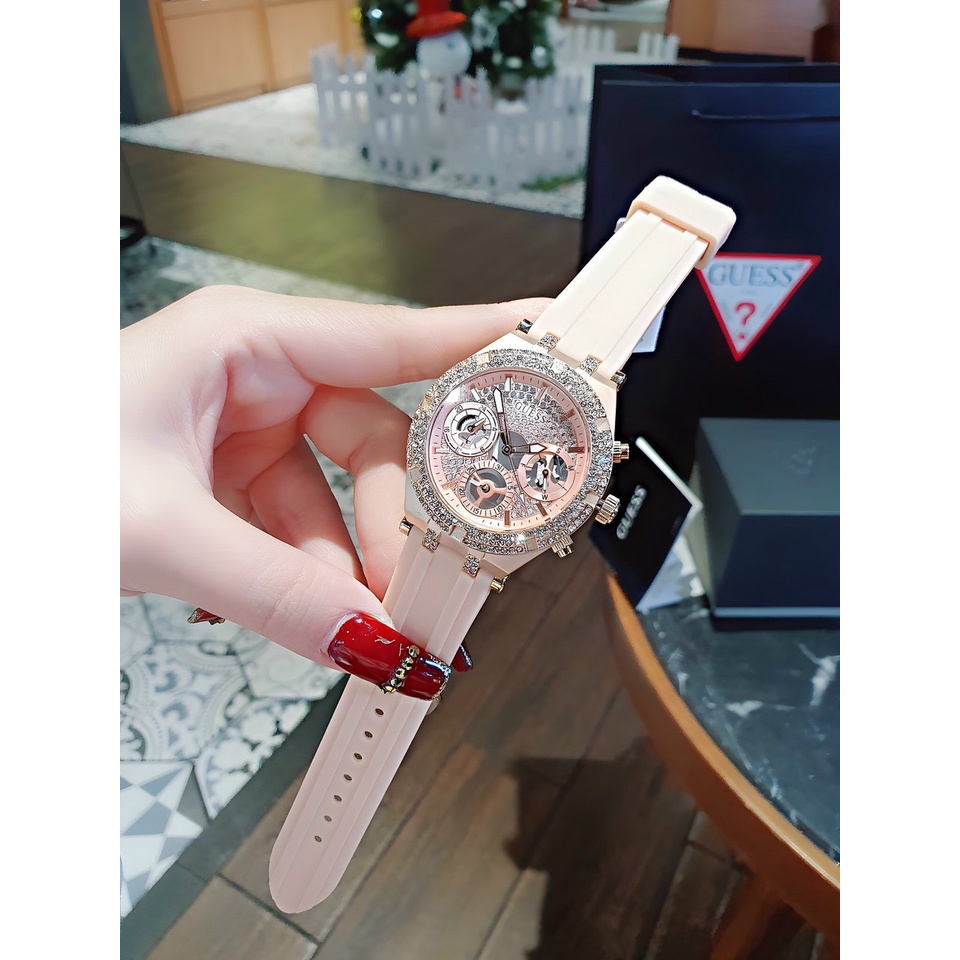 Đồng Hồ Nữ Guess GW0407L1 GW0407L2 GW0407L3 Vỏ Đính Hạt - Dây Silicon - Size 38mm