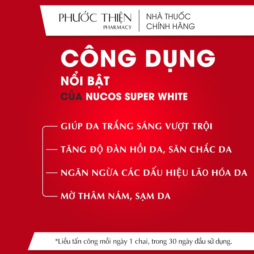 Mới - Nucos Super White Collagen dạng nước của Nhật giúp dưỡng trắng sáng da, mờ thâm giảm nám, đều màu da