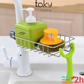 Giá Inox - TakyHome,Treo Vòi Nước Chậu Rửa - Kệ Inox Gắn Vòi Để Giẻ Rửa Chén, Miếng Cọ Xoong Nồi, Khô Ráo, Sạch Sẽ. 4010