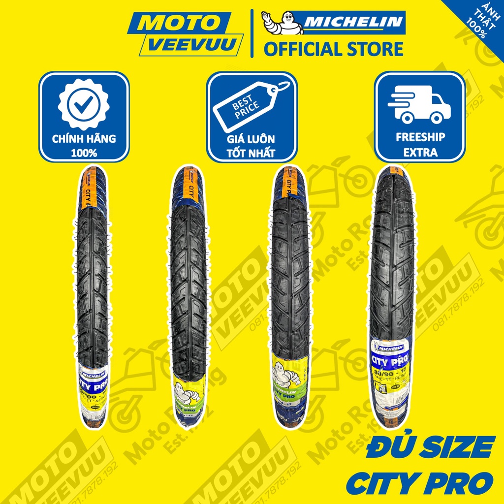 Vỏ lốp xe máy MICHELIN City Pro xài ruột 50 60 70 80 90 100 17 TT