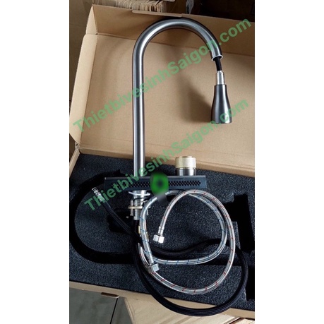 Vòi rửa chén bát, Vòi thác ngang - Vòi Rút nóng lạnh lắp chậu rửa chén inox