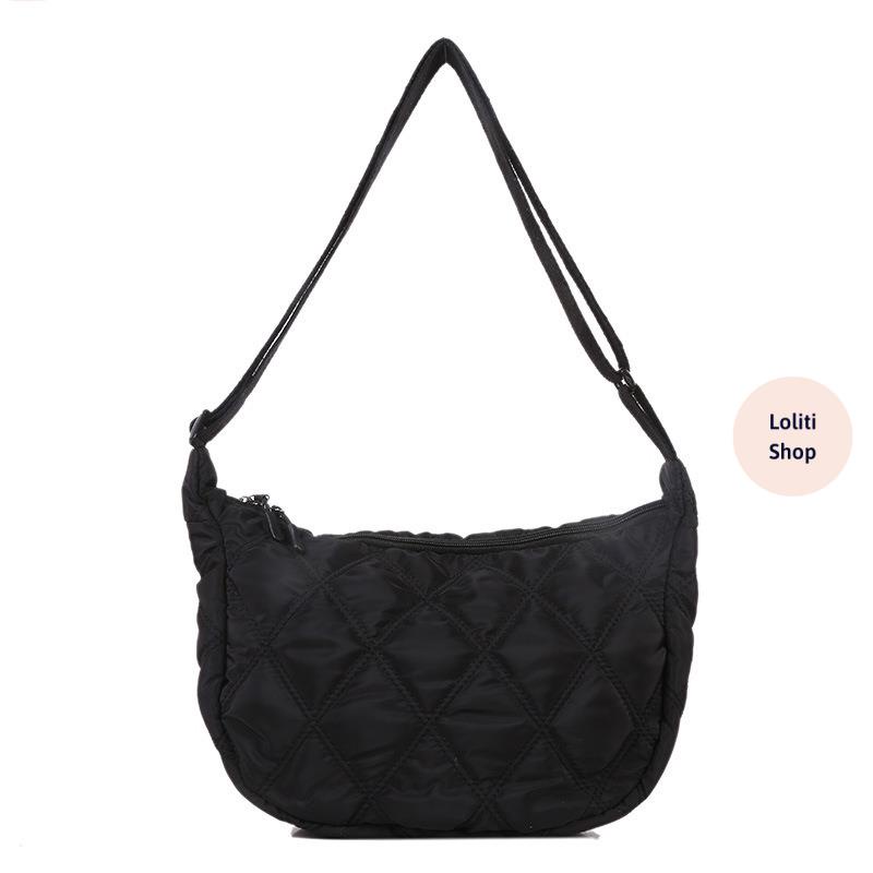 Túi đeo chéo, túi đeo vai vải Oxford nhẹ, chống thấm, chỉ thêu hình thoi thời trang LOLITI TDC655