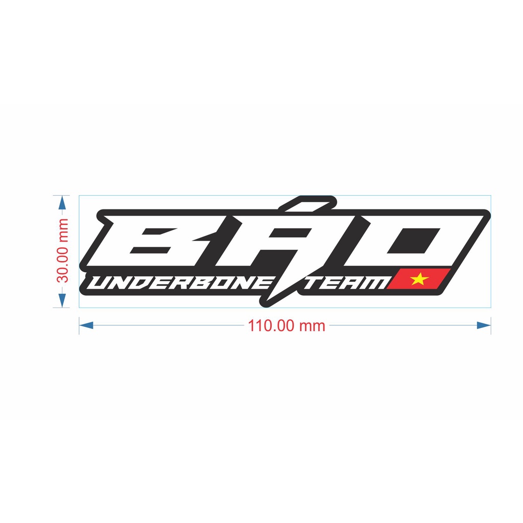 Tem Báo Underbone Team trending 2 màu trắng đen dán xe đầu đèn,mặt nạ, mỏ dè, nón bảo hiểm,..