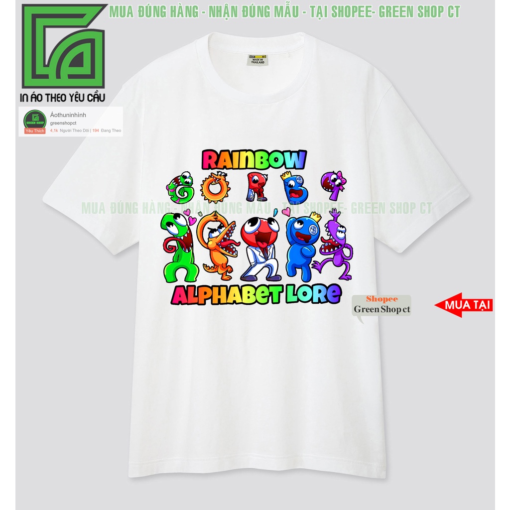 Áo Thun In Hình Rainbow Friends Alphabet Lore Vải Thái Dầy Dặn S459