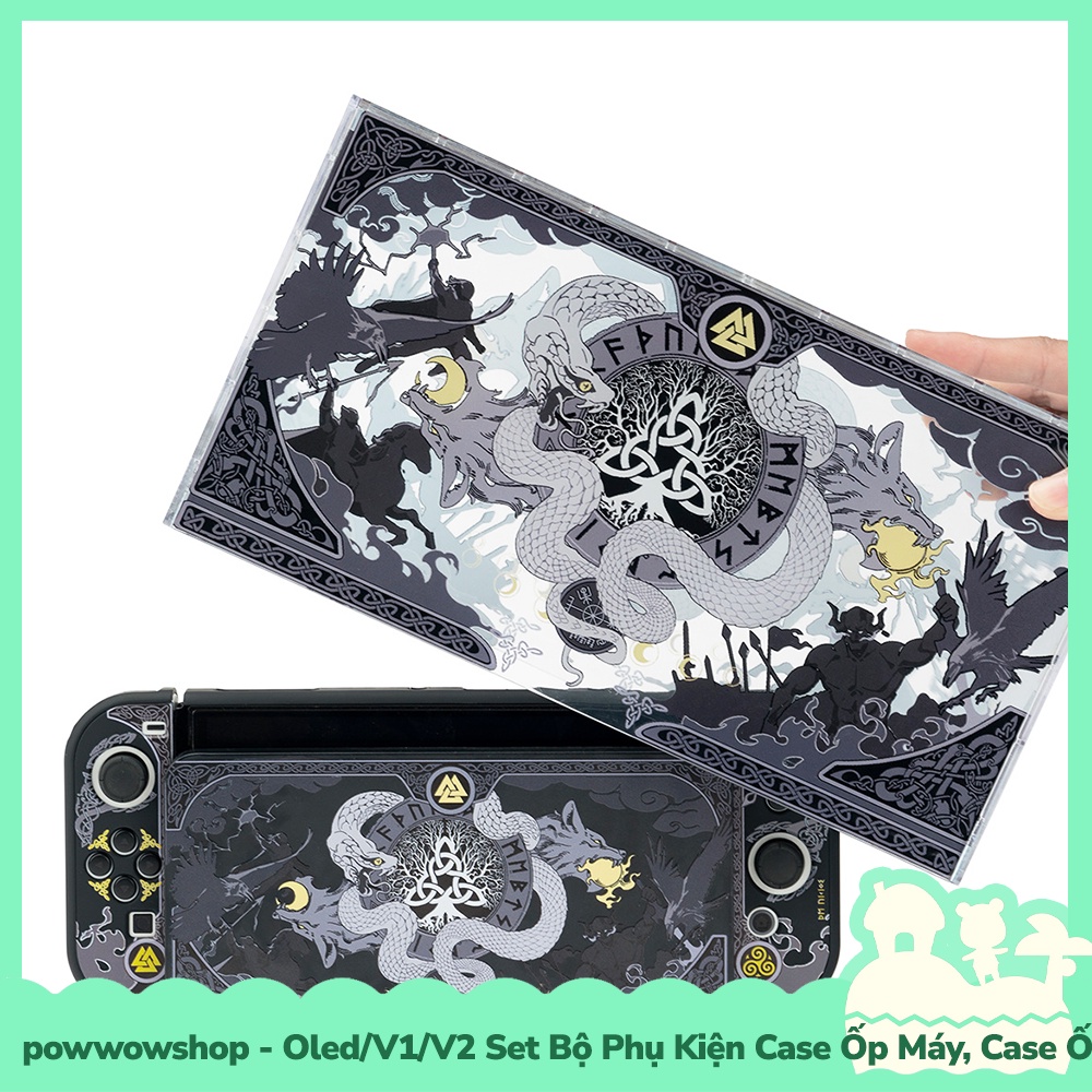 Oled/V1/V2 Set Phụ Kiện Case Ốp, Box Trùm, Hộp Băng Dành Cho Nintendo Switch Twilight For The Gods