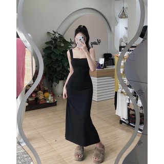 Đầm 2 dây bảng lớn dáng dài