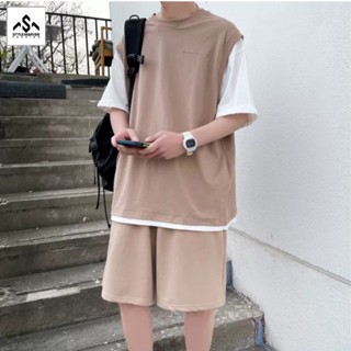 Set Quần Áo Nam *FRESHIP* Quần Short Form Rộng - Áo Kiểu Giả 2 Lớp STYLE MARVEN - SET NAM 90000189C