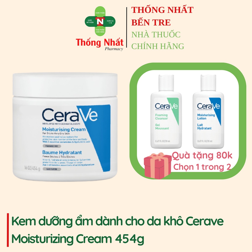 Kem dưỡng ẩm trắng da dành cho da thường, khô Cerave Moisturizing Cream hộp 473ml