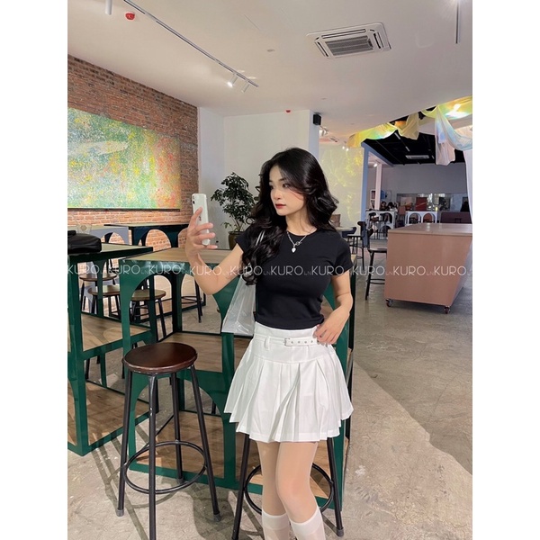 Chân váy xếp li ngắn kèm belt có lót quần bên trong hot ulzzang