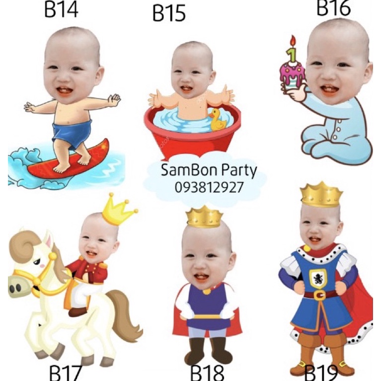 Chibi trang trí sinh nhật bé trai