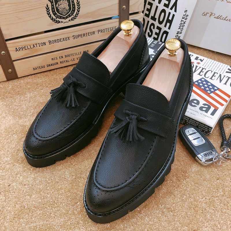 Giày lười nam, giày lười nam da bò, giày công sở nam đai chuông tăng chiều cao 6CM