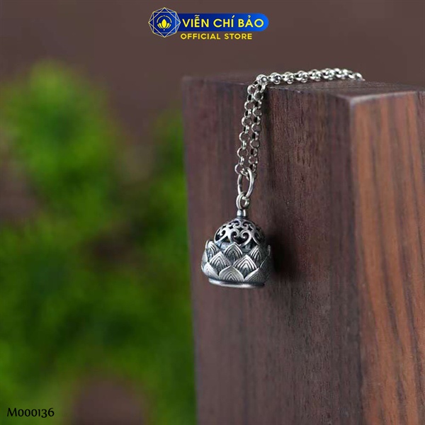 Mặt dây chuyền bạc nữ hoa sen trụ kinh luân chất liệu bạc Thái 925 thời trang phụ kiện trang sức Viễn Chí Bảo M000136