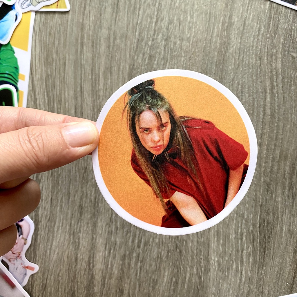 Billie Eilish sticker dán nón bảo hiểm, dán xe, tem dán đàn guitar, xe cub hình dán, tem dán chống nước trang trí