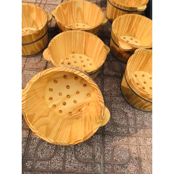 Chậu gỗ ngâm chân có hạt-Bồn gỗ ngâm chân spa