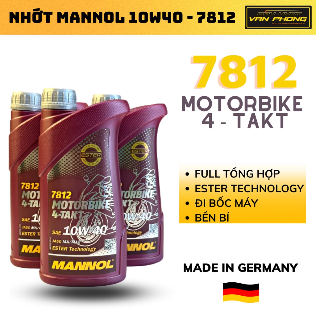 Nhớt Mannol 10W40 MOTORBIKE 4- TAKT CÔNG NGHỆ ESTER