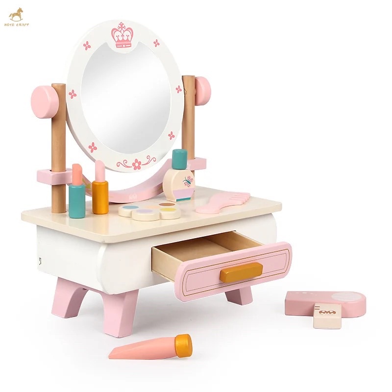 Bộ đồ chơi bàn trang điểm có gương bằng gỗ cho bé
