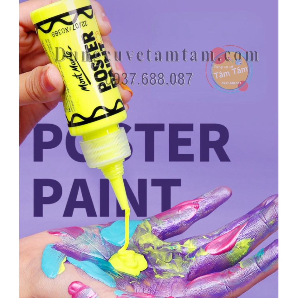 [ Tâm Tâm ]  Bộ Màu Poster Mont Marte 60ml x 6 màu , 12 màu , 24 màu - màu cho trẻ , Học sinh