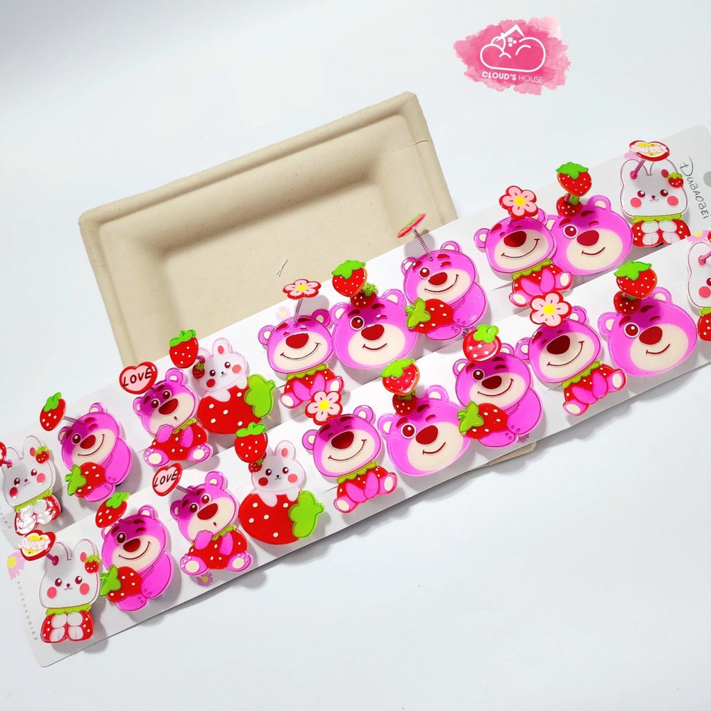 Kẹp tóc Lò xo Gấu dâu Lotso