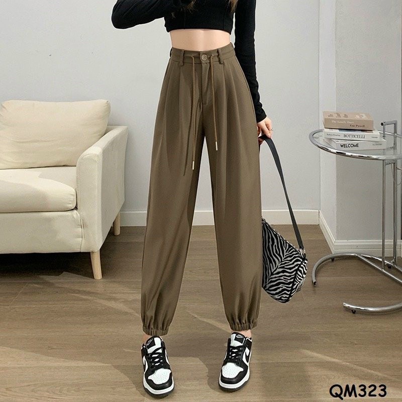 Quần jogger lưng cao bo gấu chất liệu ruby hàn loại 1 lên form chuẩn có dây rút cá tính