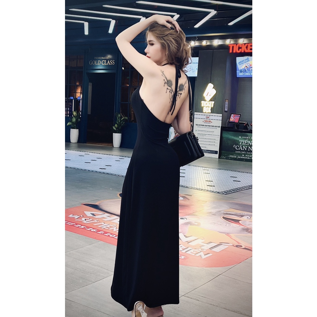 Đầm thun body 2 dây váy yếm maxi dáng dài chất thun lụa co dãn 4 chiều thoải mái thoáng mát (kèm sẵn mút ngực)