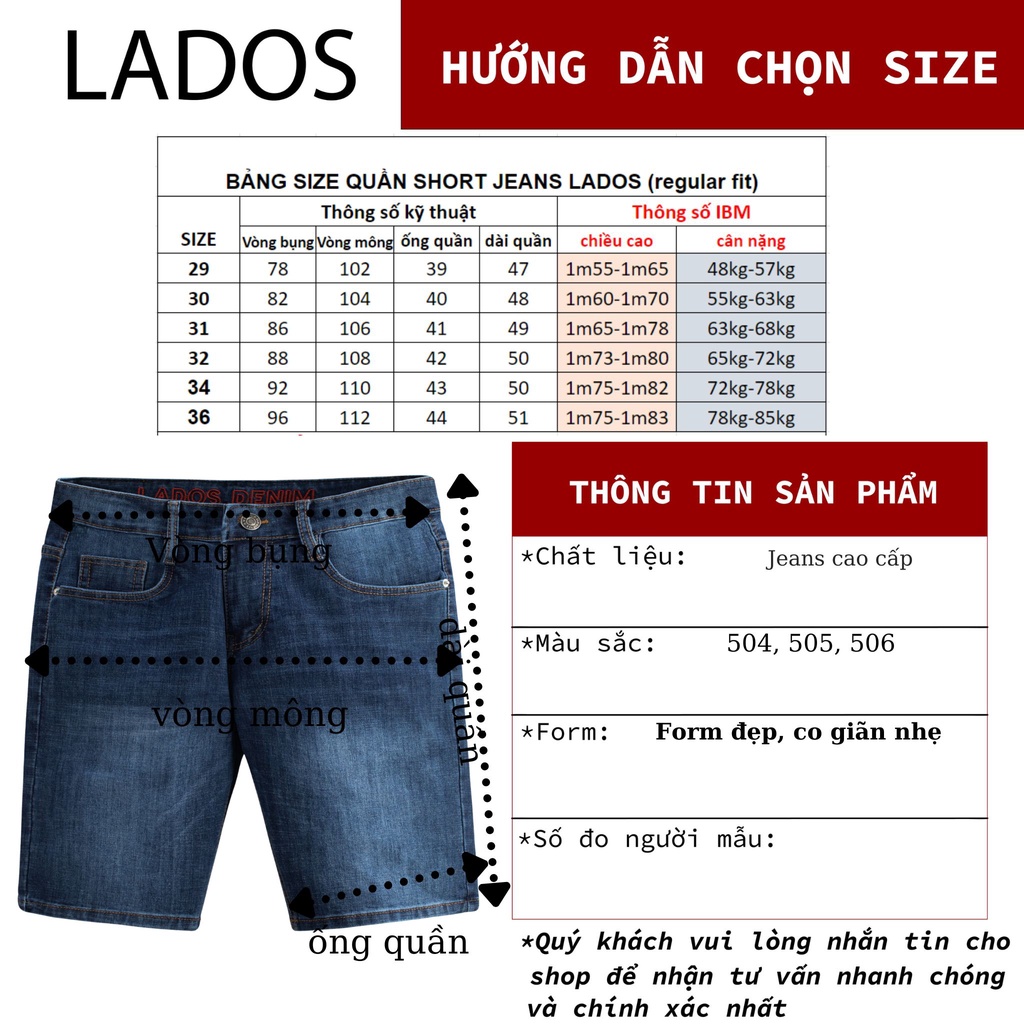 Quần short jeans nam cao cấp LADOS 44090 vải dày đẹp, không bay màu, năng động, dễ phối đồ