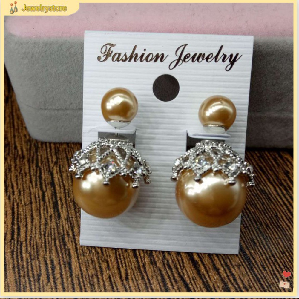 Khuyên Tai Nữ Trang Tạo Hình Cánh Hoa Đính Ngọc Trai Xinh Xắn