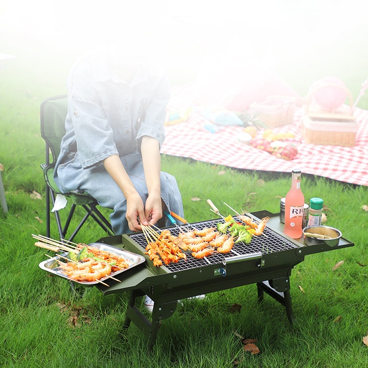 Bếp nướng than hoa gấp gọn đi Picnic du lịch tiệc BBQ dã ngoại quai xách tiện lợi | BigBuy360 - bigbuy360.vn