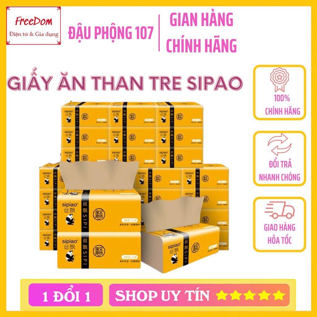 Giấy Ăn Than Tre Gấu Trúc Hoạt Tính Siêu Dai SIPIAO Cao Cấp