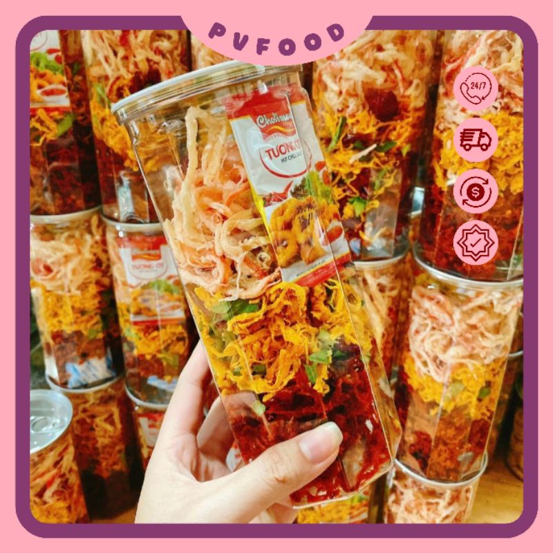 Khô Mix 3 Vị Cao Cấp Mực Sợi Dừa - Khô Bò Sợi - Khô Gà Lá Chanh (Hũ 300g)