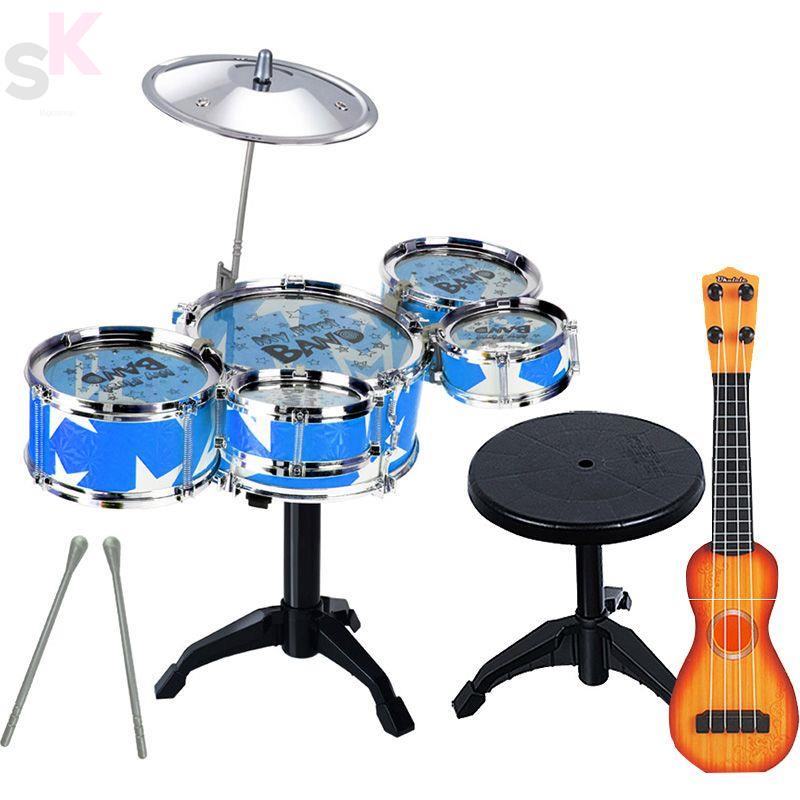 【Express】₪◈∋Bộ trống dành cho trẻ em Guitar nhạc cụ Jazz 1-3 tuổi Đồ chơi cực lớn 10 tuổi