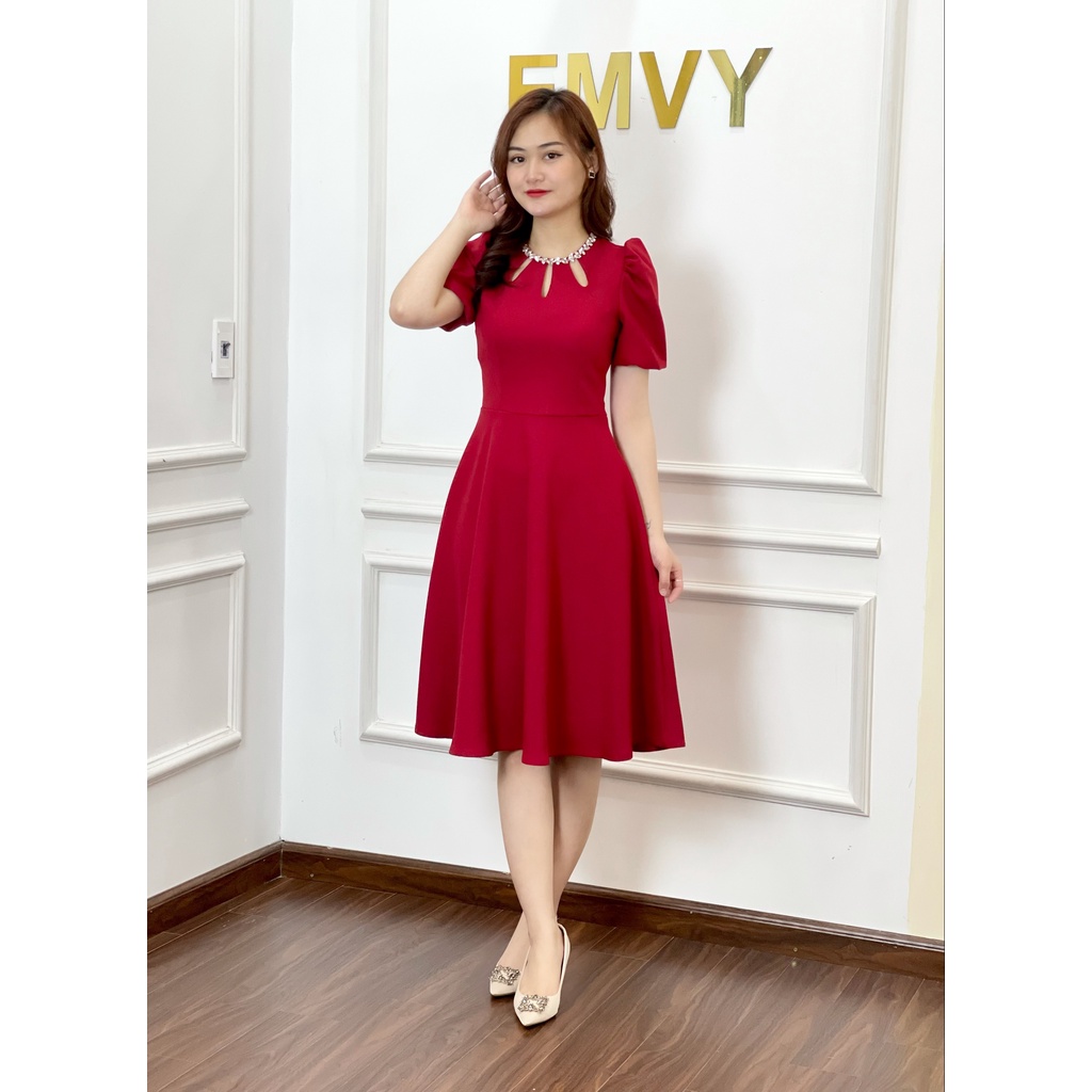 Đầm dự tiệc cao cấp, cổ phối đá, vải mango dày dặn, mịn, rất trẻ và sang phù hợp nhiều lứa tuổi Emvy fashion K22