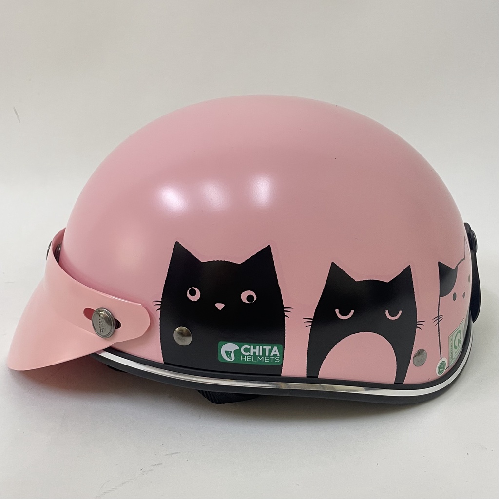 Mũ Bảo Hiểm 1/2 Đầu CHITA HELMETS CT6B1 tem Nhiều Mèo