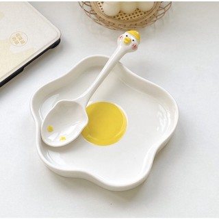Set muỗng dĩa trứng sứ