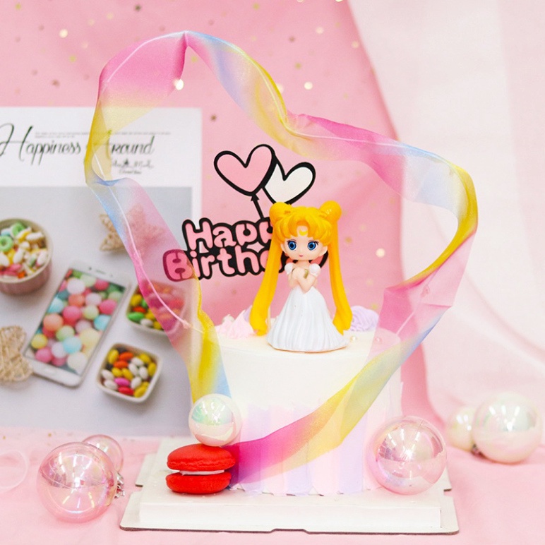 Phụ kiện trang trí bánh sinh nhật [FREESHIP❤️] thủy thủ mặt trăng nhựa đặc