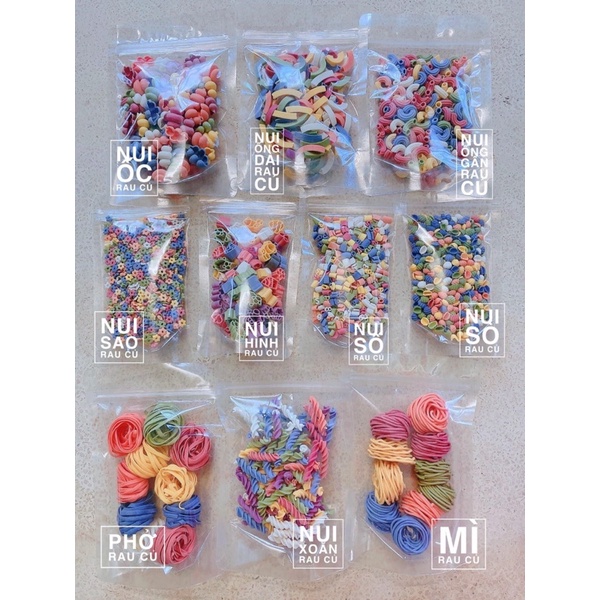 Mì - Nui - Phở rau củ handmade nhà làm/ Không phẩm màu/ Không chất bảo quản/ Túi 100g