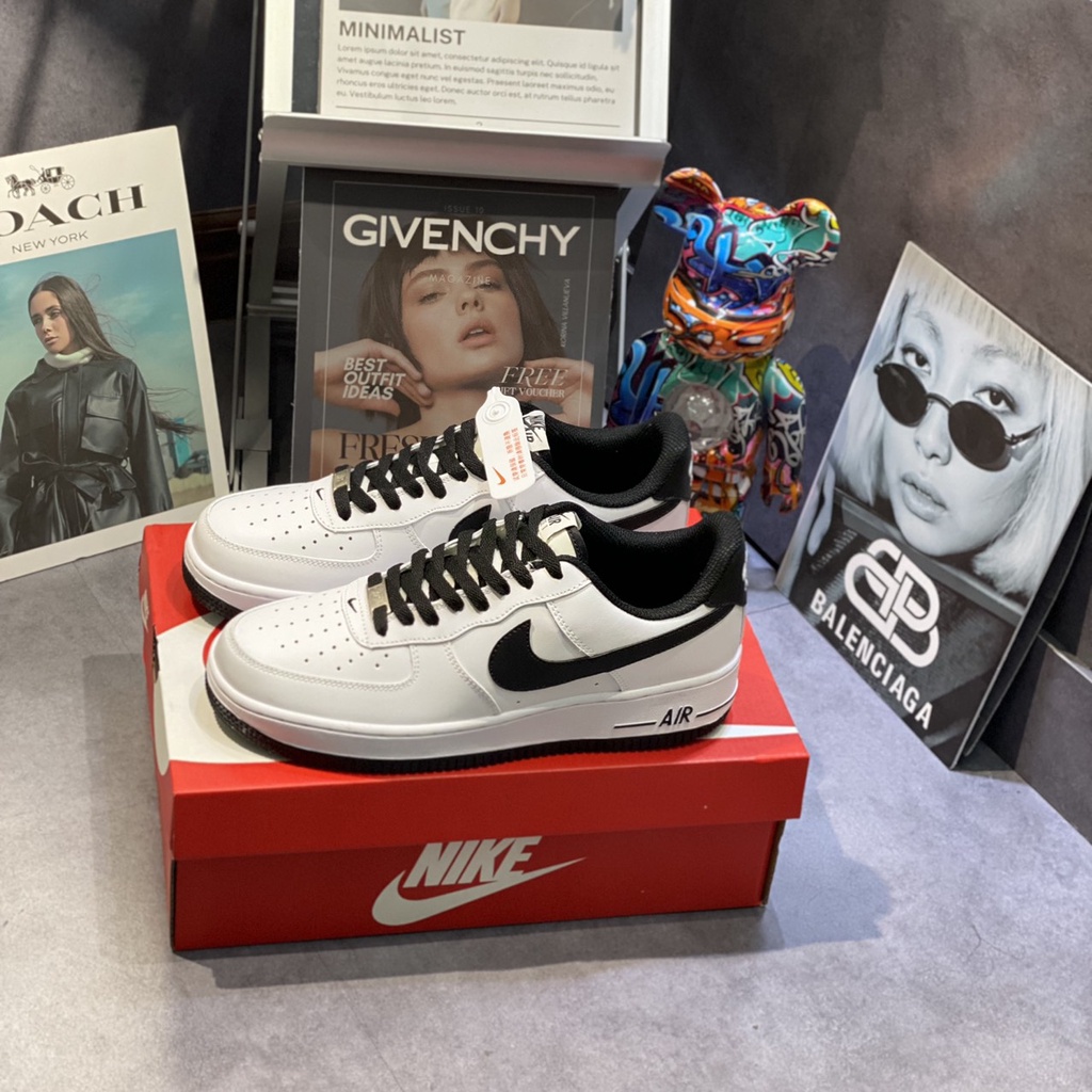 GIÀY thể thao AF1 WHITE BLACK VẠCH ĐẾ ĐEN DA THẬT LAI AU.