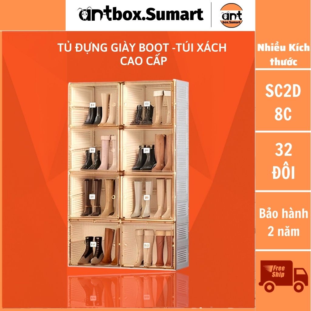 Tủ đựng túi xách,hộp để giày thông minh gấp gọn,hộp đựng đồ đa năng ANTBOX,bảo hành 2 năm SC2D8C