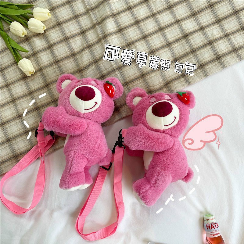 Túi đeo chéo gấu bông hình gấu dâu losto siêu yêu cho bé