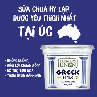Sữa chua Hy Lạp 1kg vị tự nhiên nguyên chất Farmers Union Greek đẹp da tốt cho sức khỏe