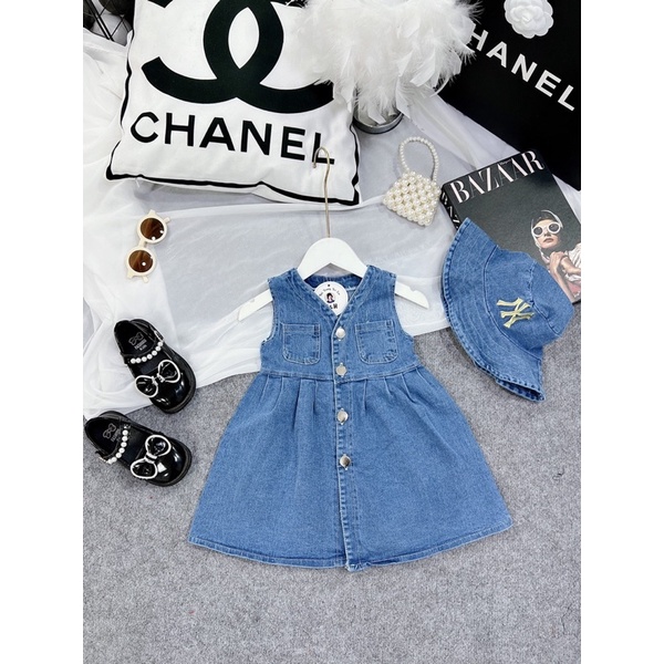 Váy bò xinh kèm mũ cho bé gái