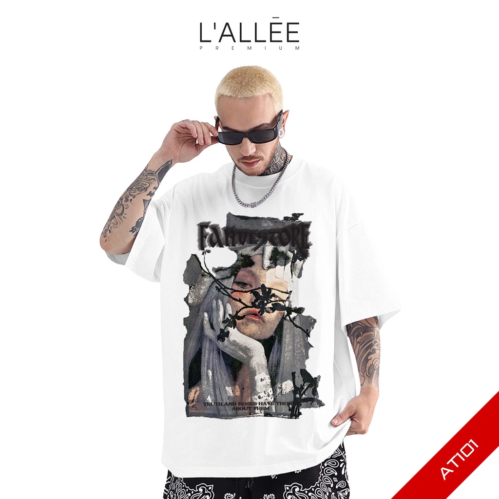 Áo thun Nam unisex LALLEE họa tiết Fanve chất liệu Cotton mềm mại, Áo phông tay lỡ dáng đứng, co giãn, thấm hút  AT101