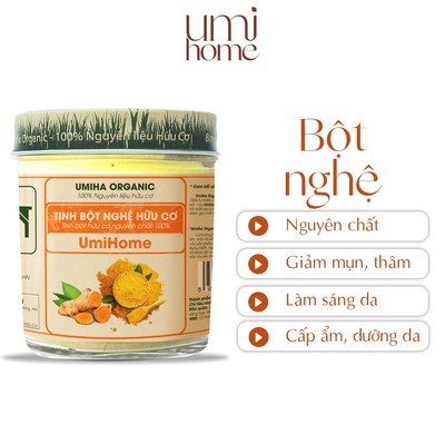 Tinh Bột Nghệ đắp mặt nạ hữu cơ UMIHOME nguyên chất 135g - Giúp dưỡng trắng da, ngừa mụn, mờ thâm nám