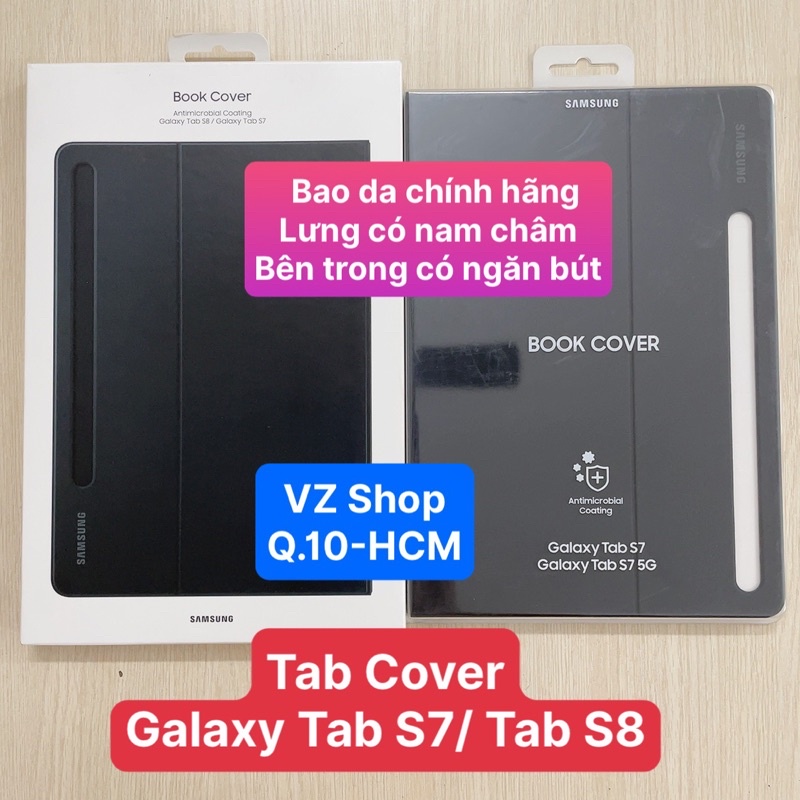 Chính hãng-Lưng nam châm-có khe giữ bút -Bao da Book cover cho Samsung Galaxy Tab S7/ Tab S8