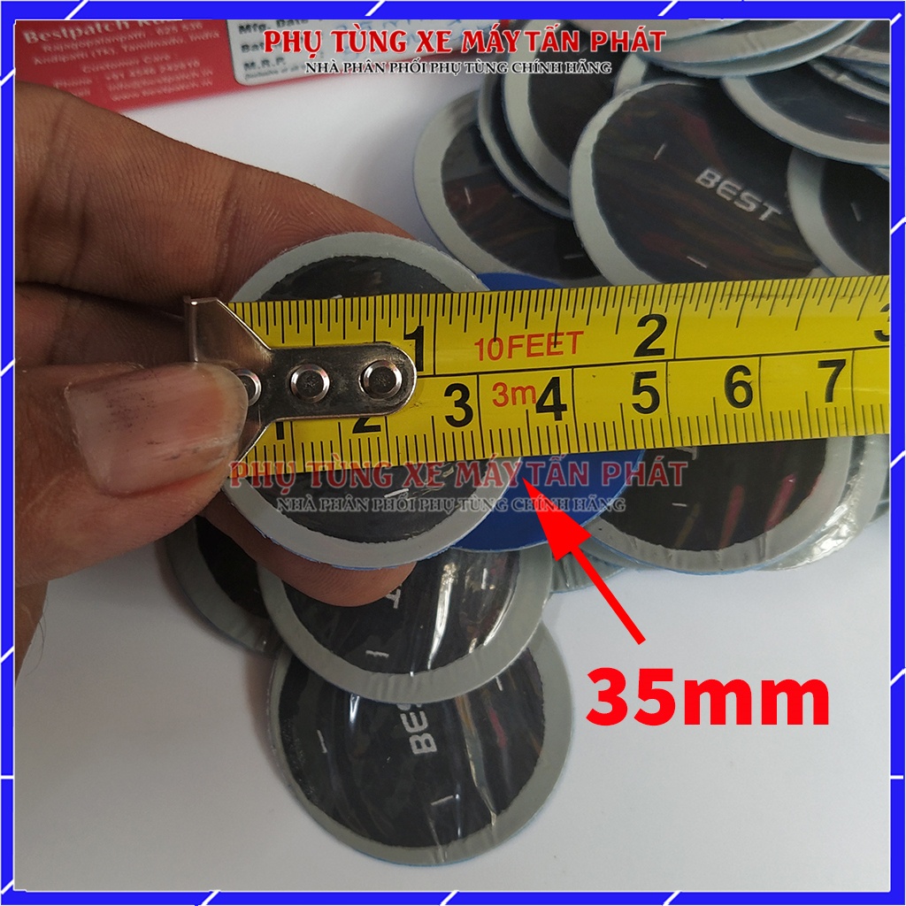 Hộp 50 miếng Tròn 35mm Vá Vỏ - Ruột Xe Đạp Xe Máy Ô Tô Chính Hãng Bestpatch Made INDIA