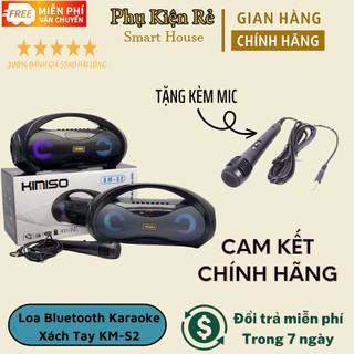 Loa bluetooth karaoke xách tay km-s2 tặng kèm 1 mic hát, âm bass cực hay, đèn led sống động 🔥