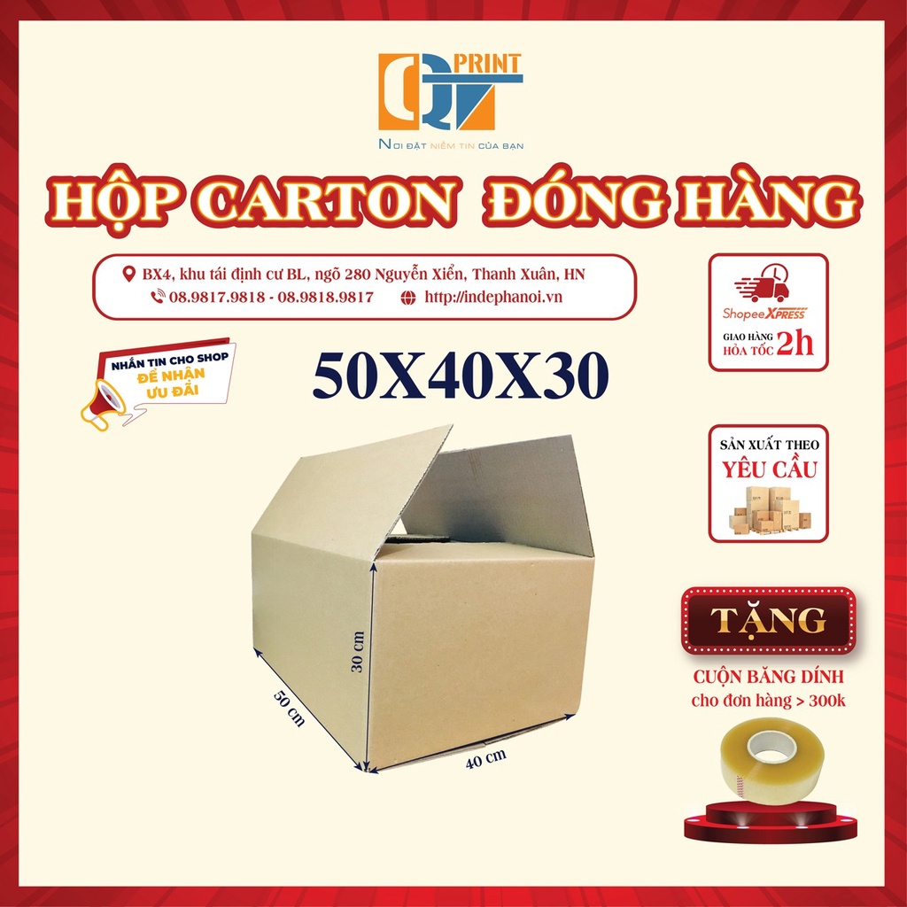 Thùng Giấy Carton Chuyển Nhà 50x40x30cm (B29)