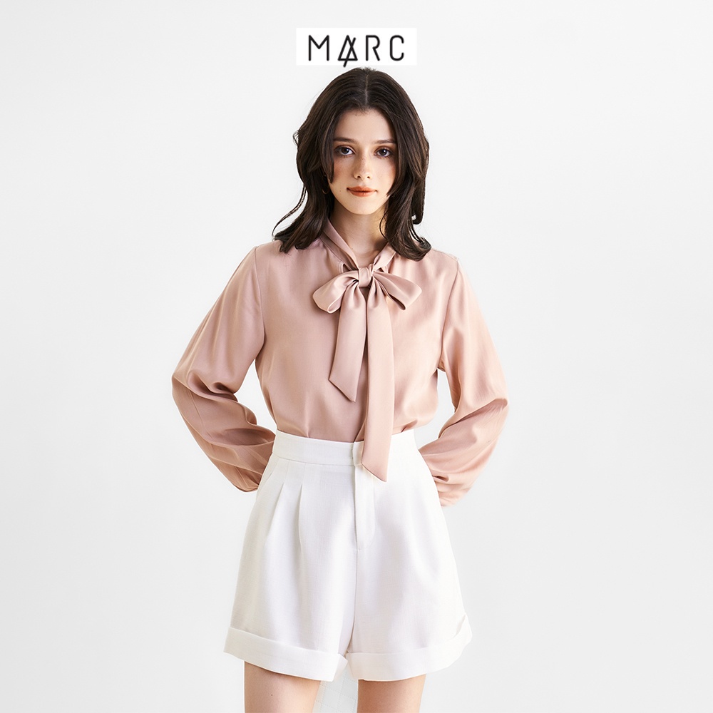 Áo kiểu sơ mi nữ MARC FASHION tay dài thắt nơ CBMX019822