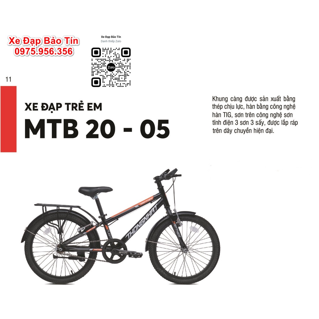 Xe đạp trẻ em dành cho bé trai MTB20-05 - Hàng chính hãng THỐNG NHẤT bảo hành 5 năm