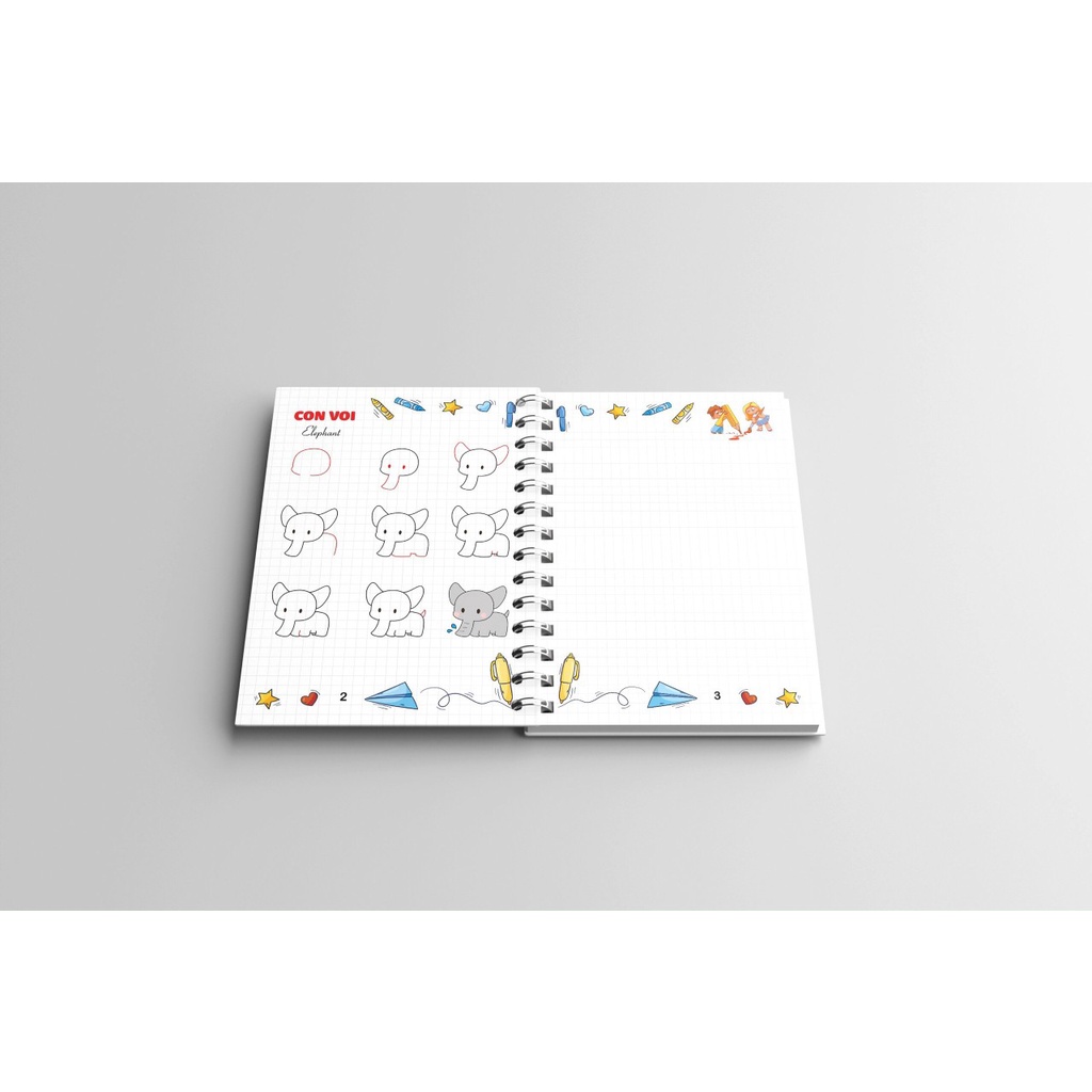 Bé vẽ như thế nào? - tập dạy vẽ bằng vở caro giúp bé vẽ đẹp - Các bước vẽ cơ bản.